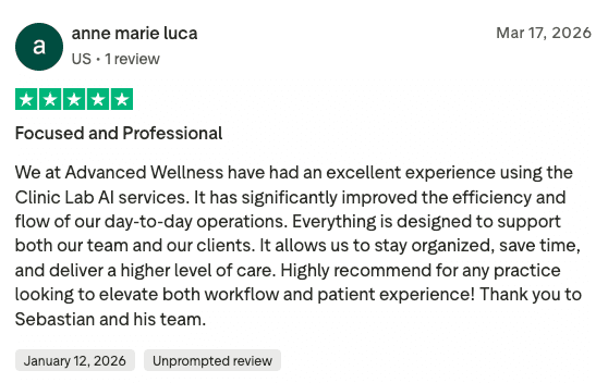 Trustpilot review — anne marie luca